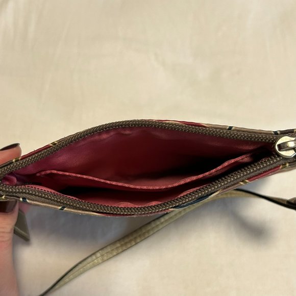 Coach Scarf Satin Leather Print | Small Multi-Colour Wristlet | Pink Gold - Picture 3 of 9